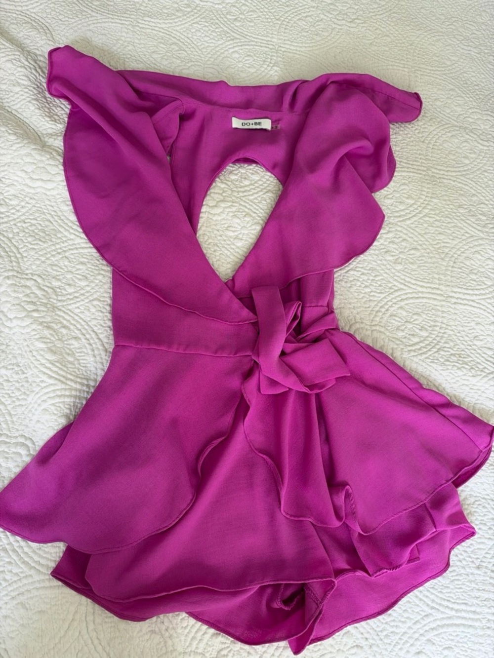 DO+BE Magenta Ruffle Tie-Front romper
